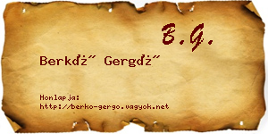 Berkó Gergő névjegykártya